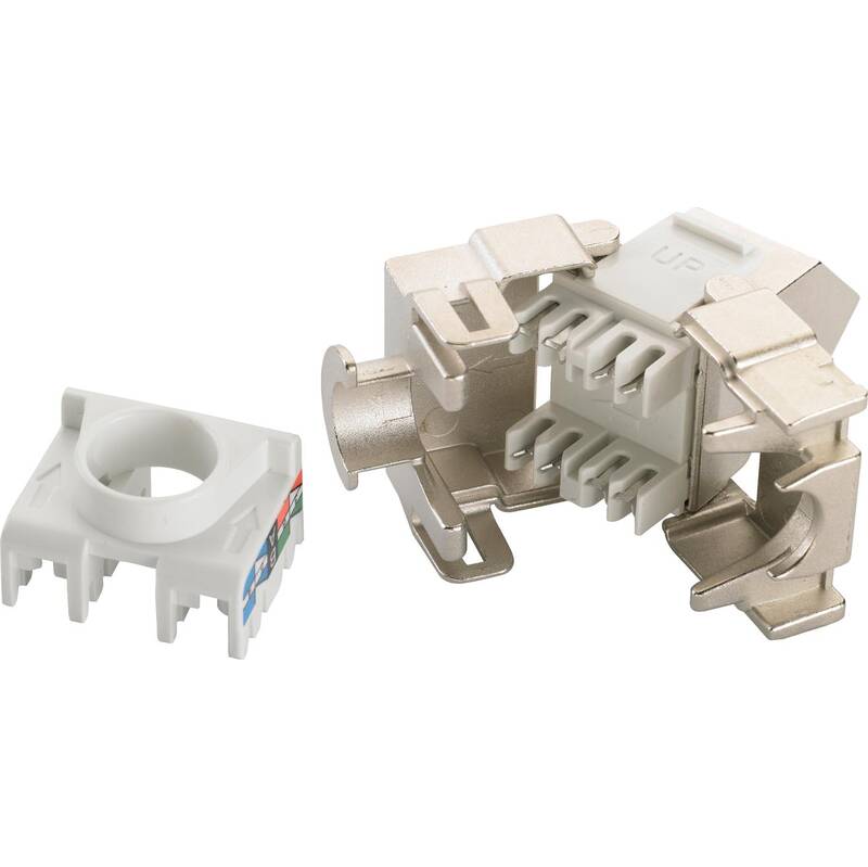 Excel Cat6A STP Screened Angled Keystone Jack Toolless Silver (Box 24)