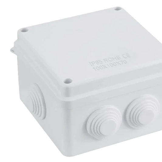IP Rated Plastic Junction Box 100 x 100 x 70mm White
