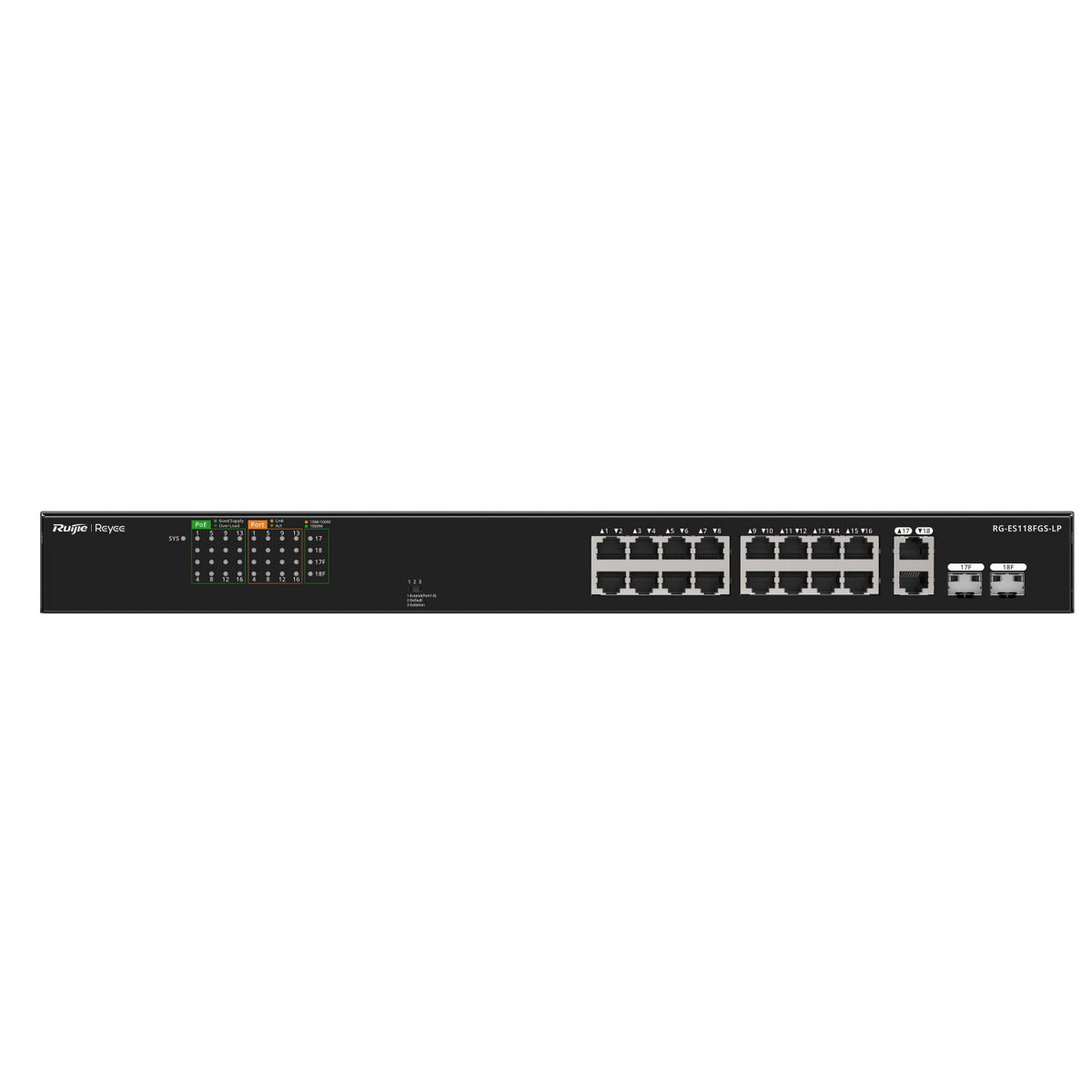 Reyee 10/100 Unmanaged Switch-Metal-PoE | RG-ES118FGS-LP